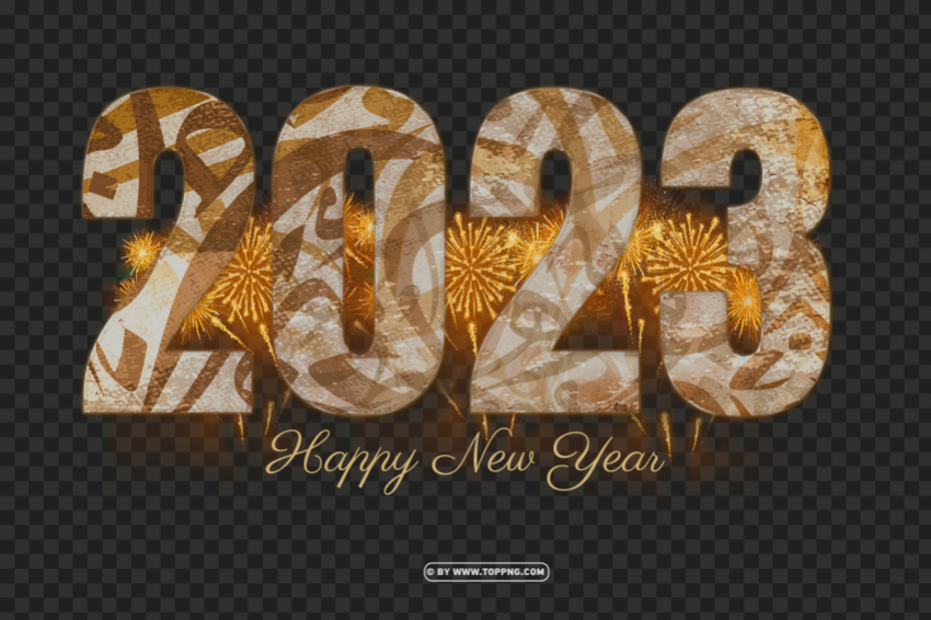 2023 new year with arabic calligraphy fireworks background Free download PNG with alpha channel extensive images