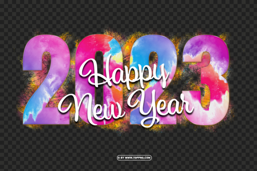 2023 new year with colorful powder explosion background Free download PNG images with alpha transparency