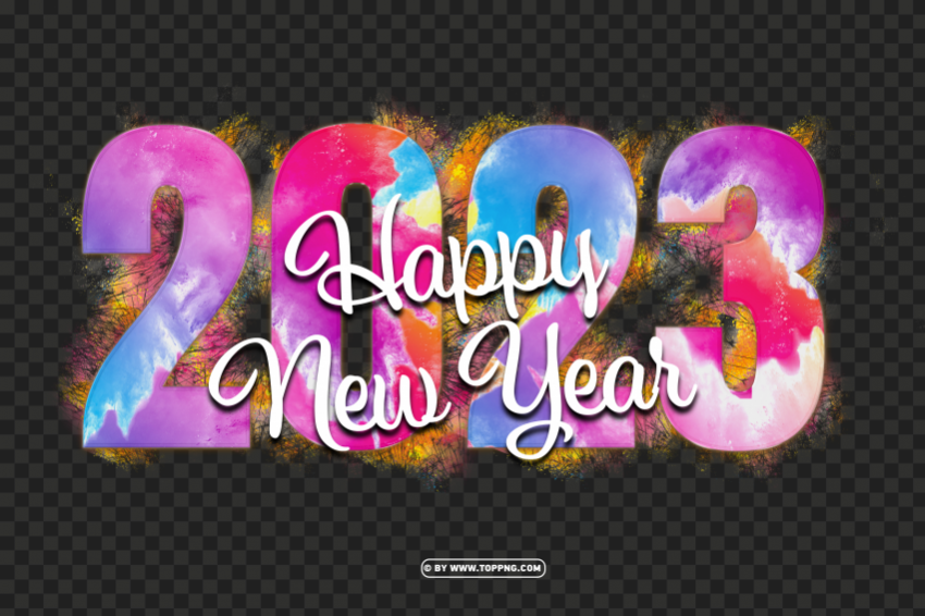 2023 new year with colorful powder explosion background Free download PNG images with alpha transparency - Image ID 84bf1c68