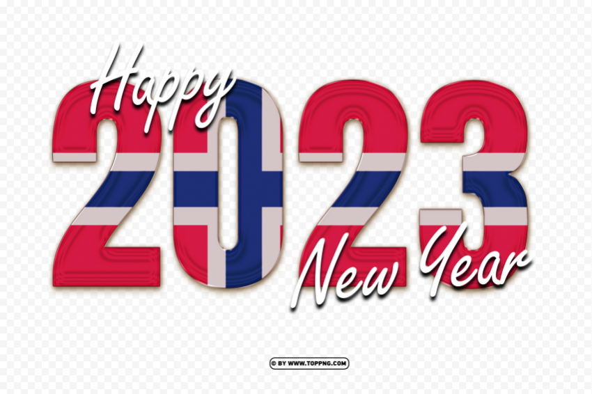 2023 new year with flag of norway background Transparent PNG Isolated Design Element