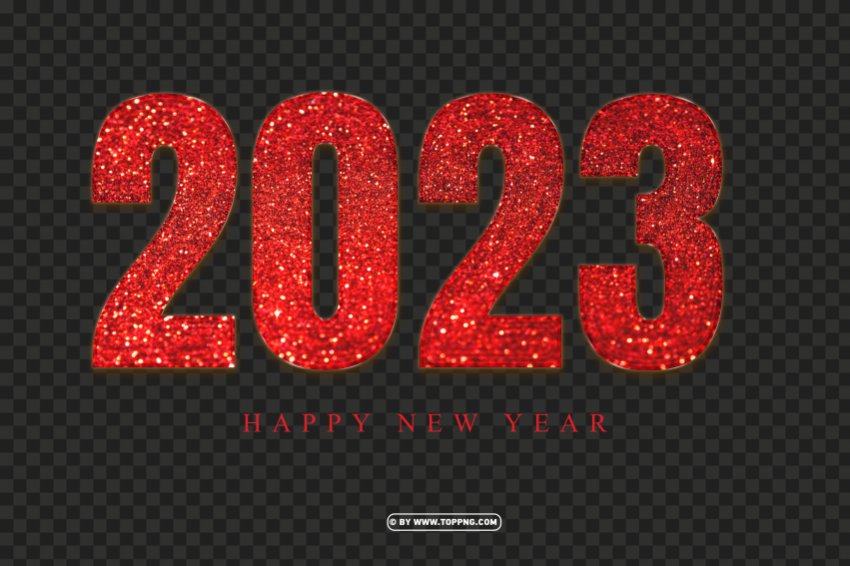 2023 happy new year red glitter Clear Background PNG with Isolation - Image ID 7ce3a519