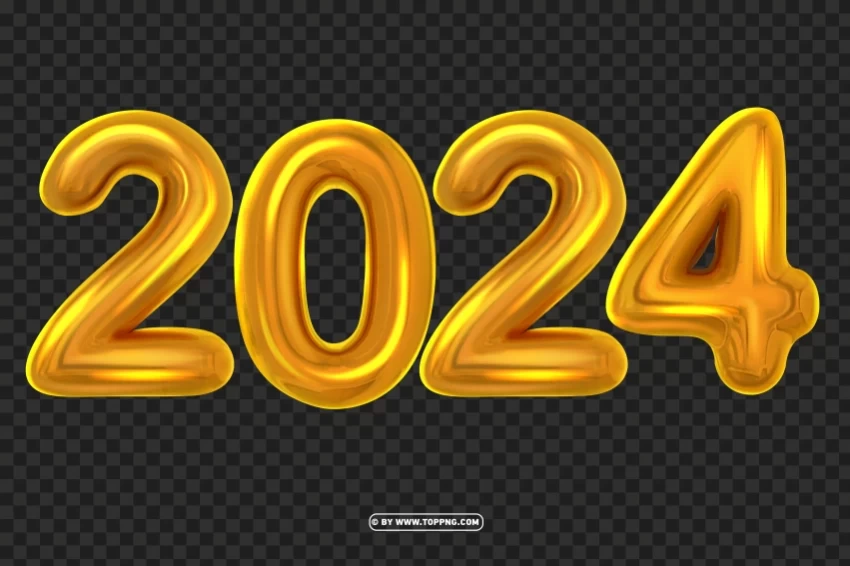2024 balloons golden numbers cutout High-resolution transparent PNG files