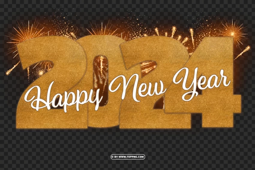 2024 firework gold effects for design HighResolution Transparent PNG Isolated Item