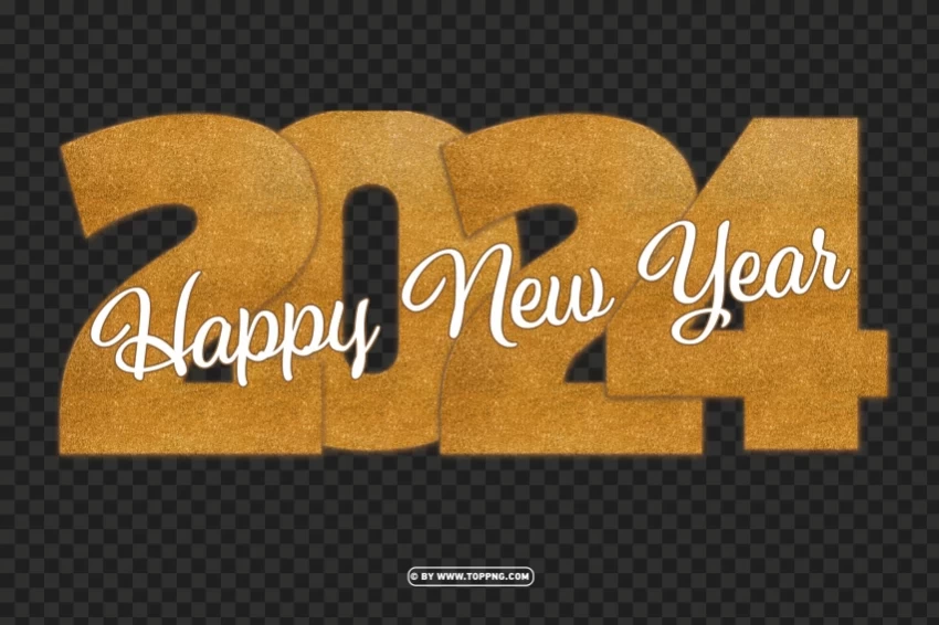 2024 happy new year golden glitter effect hd High-resolution PNG images with transparency wide set