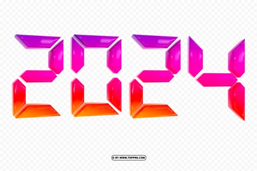 2024 number color instagram style effect High-resolution transparent PNG images set