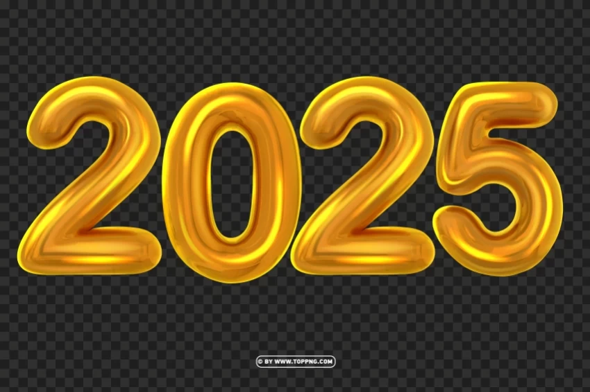 2025 Balloons Gold Creative Design ClearCut Background PNG Isolated Subject