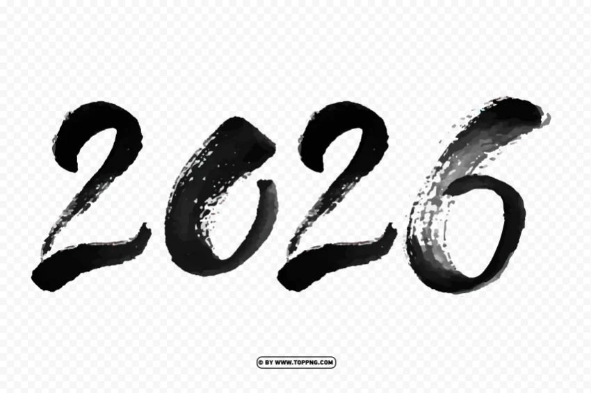 2026 text date design black in chalk style effect ClearCut PNG Isolated Graphic