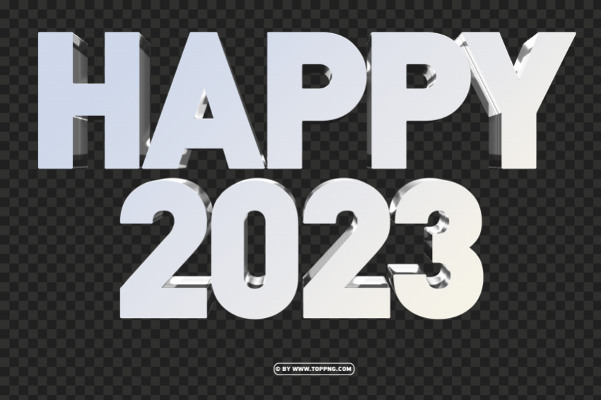 3d happy 2023 silver elegant design PNG pictures with no background required