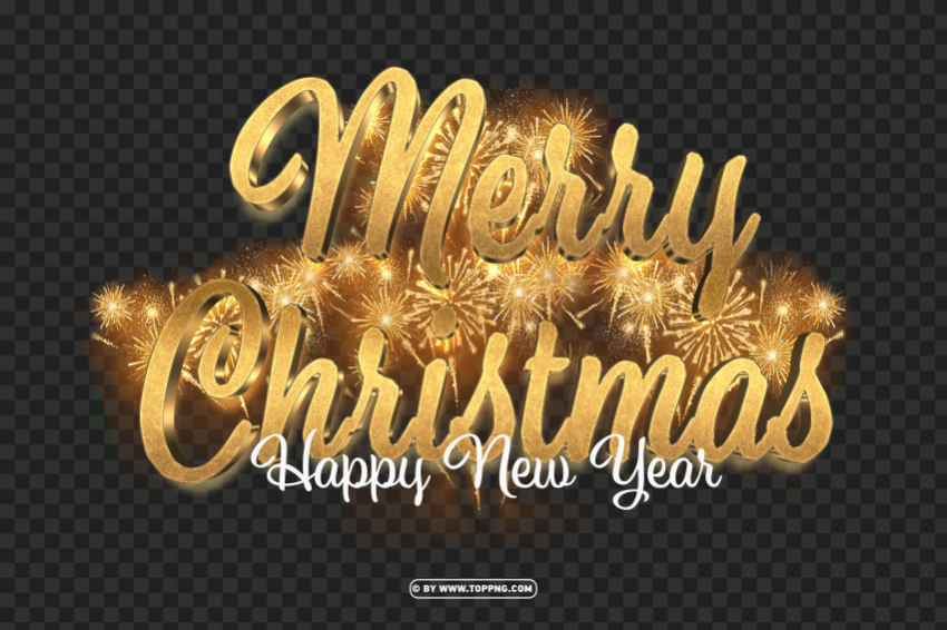 3d merry christmas luxury gold with fireworks Clear PNG pictures bundle