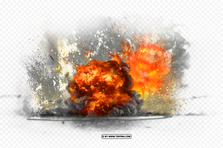 explosion with fire and dark smoke image Transparent PNG Isolated Object