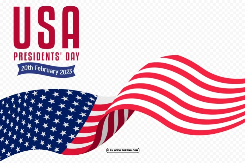 february 20 presidents day design with realistic usa flag Free download PNG images with alpha transparency