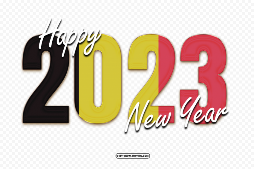 flag of belgium with 2023 text happy new year Transparent PNG Isolated Element with Clarity
