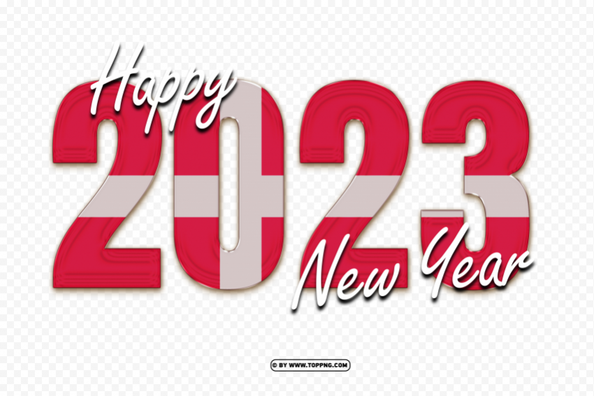 flag of denmark with happy new year 2023 Transparent PNG Isolated Element
