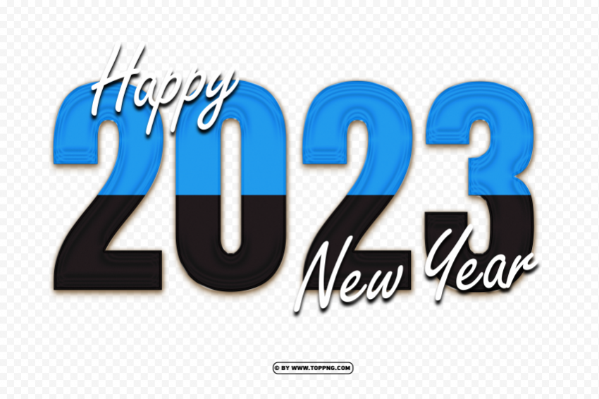 flag of estonia with 3d happy 2023 new year design Transparent PNG Isolated Illustration - Image ID bf7c6ae6