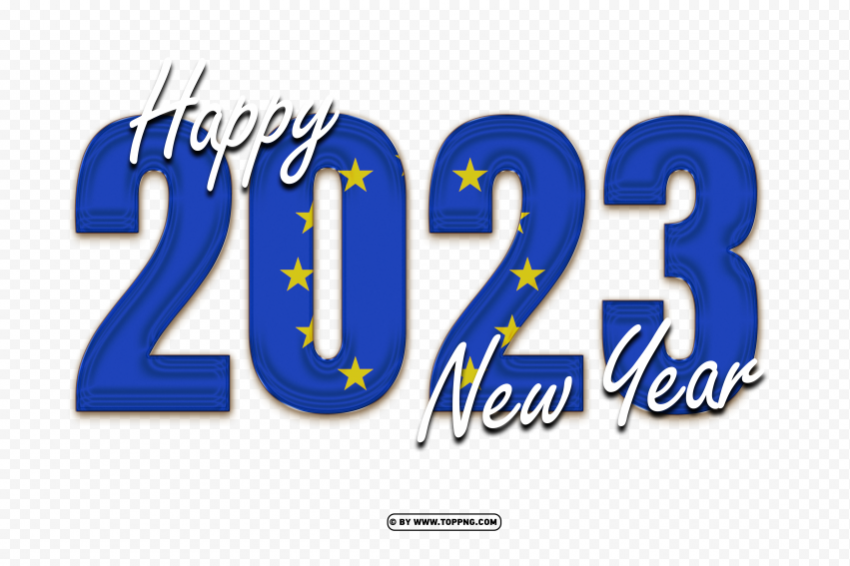 flag of europe with 2023 text new year design Transparent PNG images with high resolution