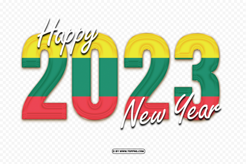 flag of lithuania with 2023 happy new year design Transparent PNG Isolated Illustrative Element