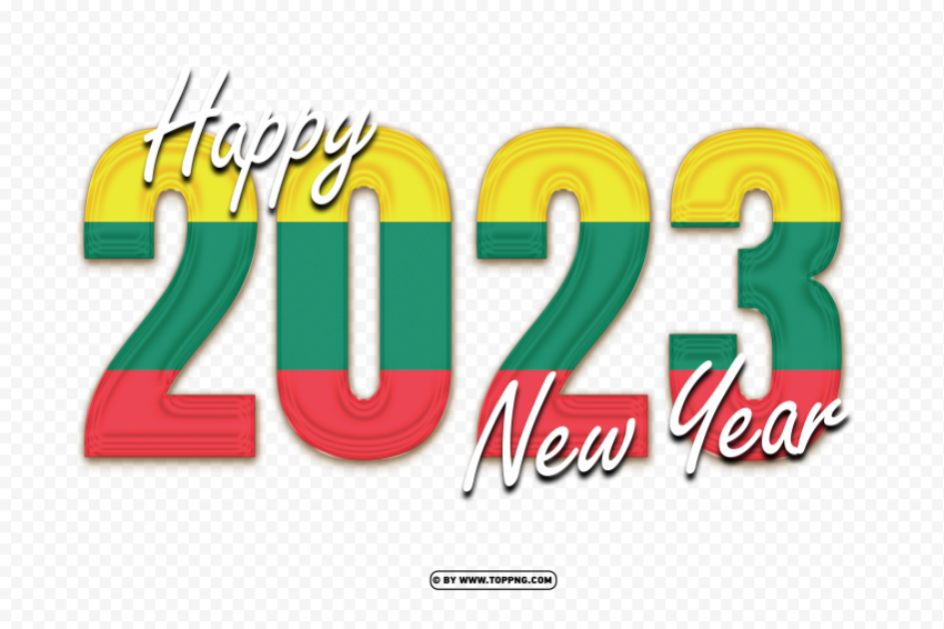 Flag Of Lithuania With 2023 Happy New Year Design Transparent PNG Isolated Illustrative Element