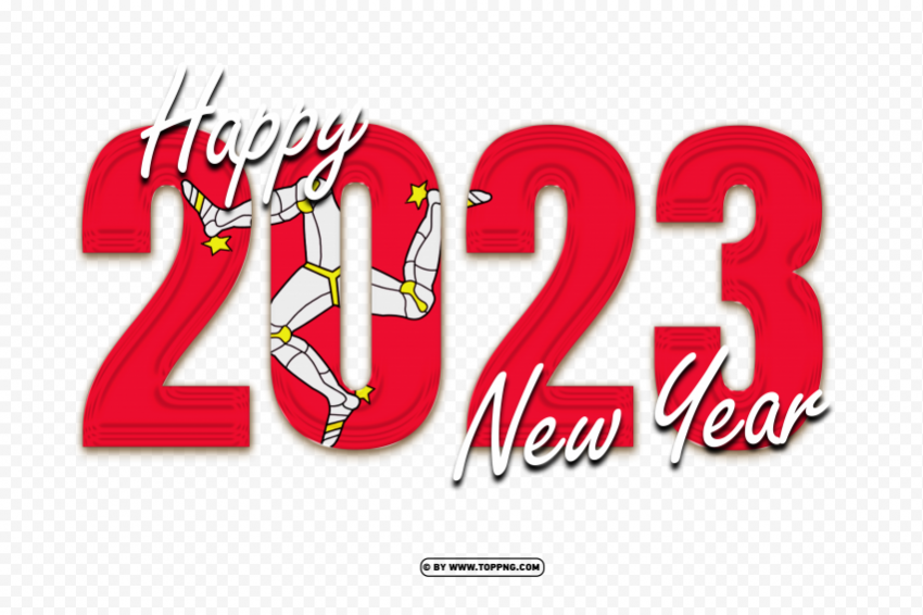 flag of mann with design happy new year 2023 Transparent PNG Object Isolation - Image ID c115c5c8