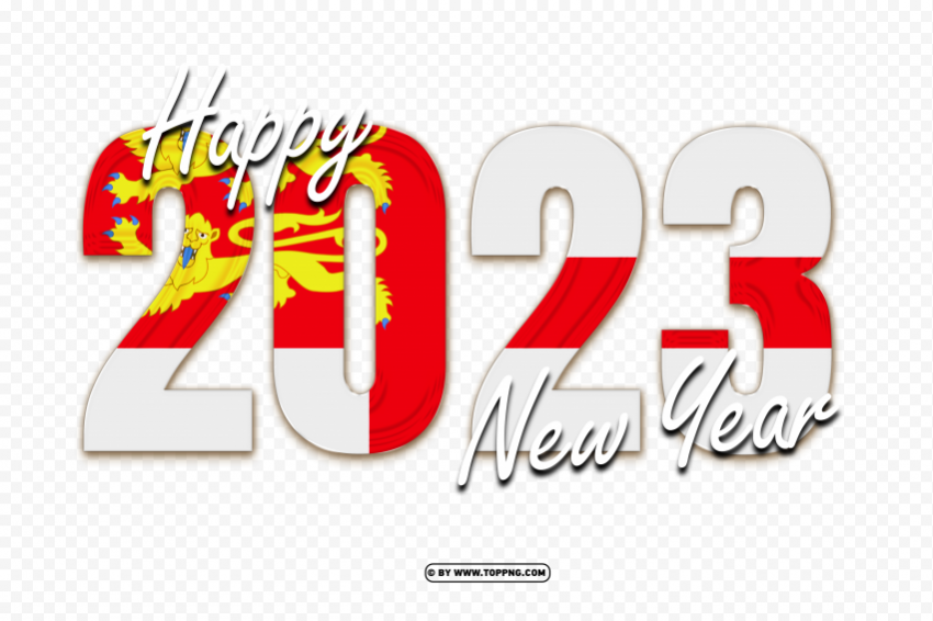 Flag Of Sark With Happy 2023 New Year Design Transparent PNG Isolated Subject