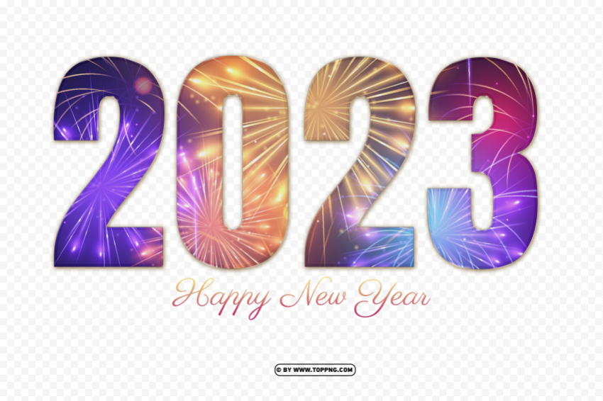  2023 happy new year numbers fireworks Free PNG download no background - Image ID 24304b27