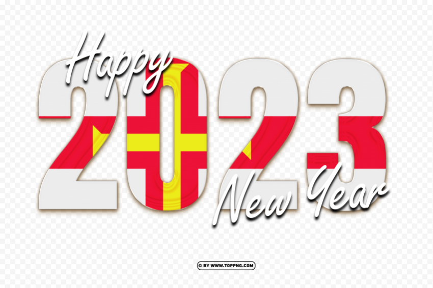 free 2023 happy new year with flag of guernsey Transparent PNG Isolated Object - Image ID cc41c6ba