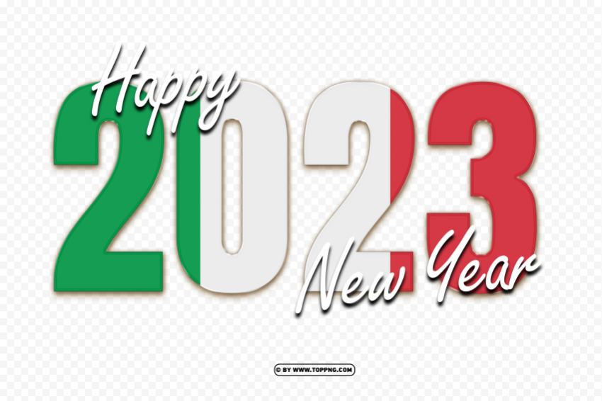 free 2023 happy new year with italy flag Clean Background Isolated PNG Icon