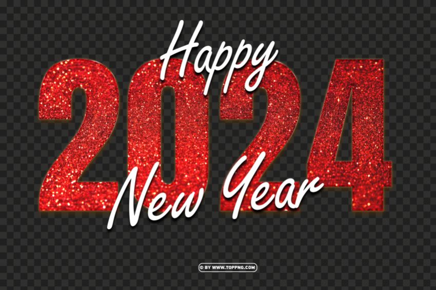 free 2024 red glitter happy new year Clear background PNG images bulk - Image ID 2448121d