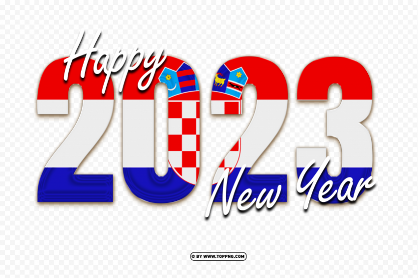 free happy new year 2023 png with croatia flag Background-less PNGs