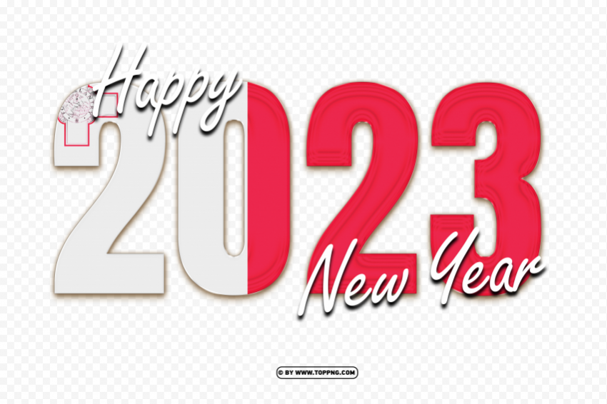 free hd 2023 happy new year with malta flag Clean Background Isolated PNG Graphic