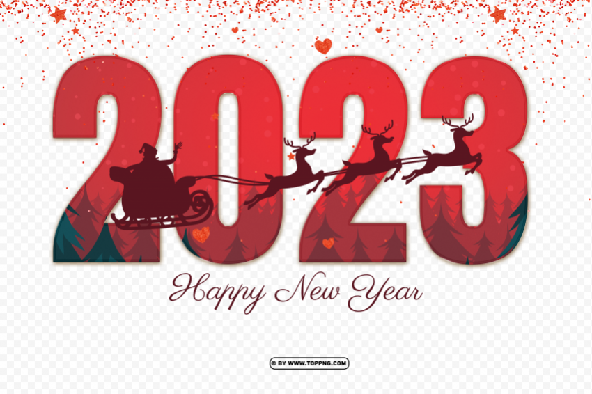  Hd 2023 New Year Red Christmas With Confetti Free PNG File