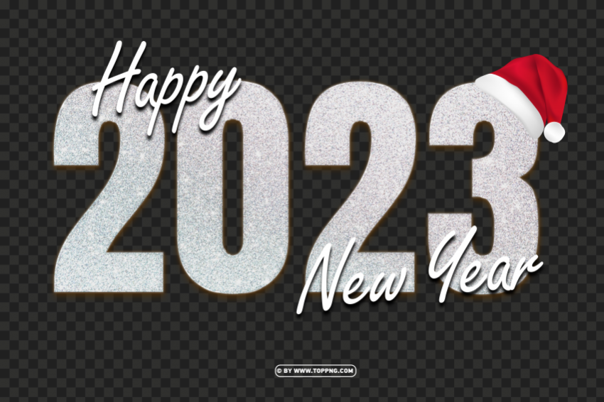 free premium design 2023 new year white glitter and bokeh ClearCut PNG Isolated Graphic