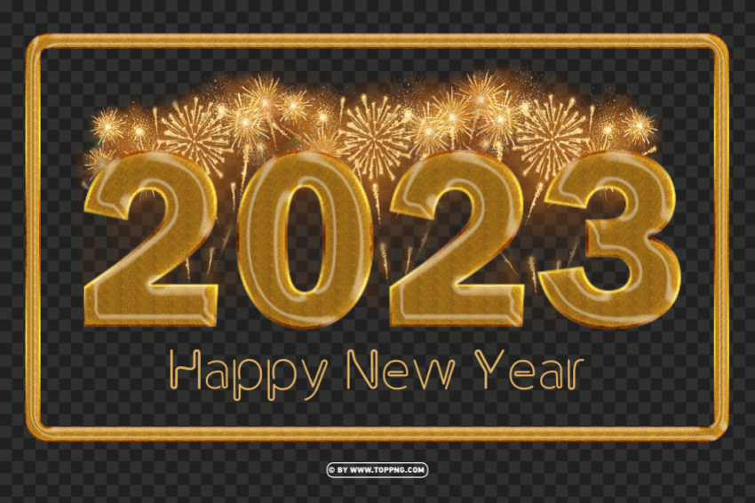 golden fireworks 2023 card design background PNG images with high transparency