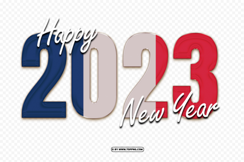 happy 2023 new year with france flag image Transparent PNG images for digital art