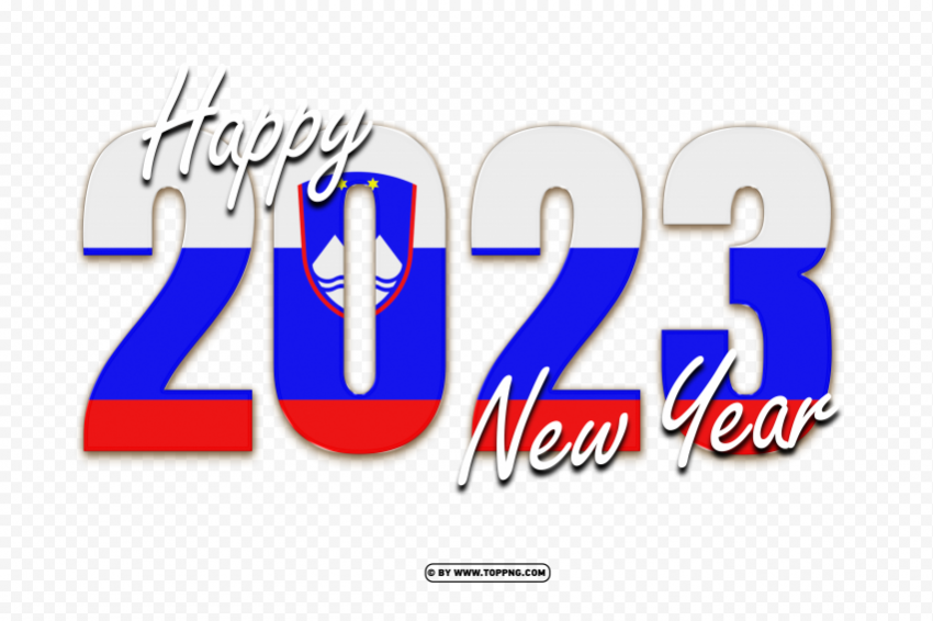 happy new year 2023 pattern with slovenia flag Clean Background Isolated PNG Image