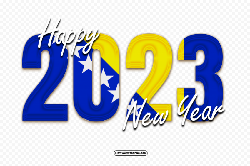 happy new year 2023 with bosnia and herzegovina flag Clean Background Isolated PNG Art - Image ID 0eff62d2