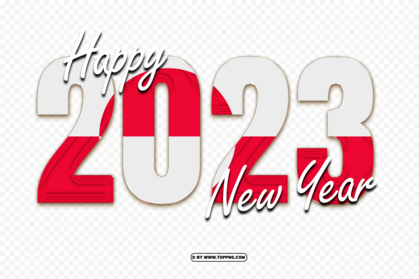 Happy New Year 2023 With Greenland Flag Transparent PNG Object With Isolation