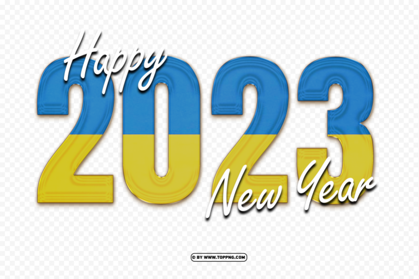 happy new year 2023 with ukraine flag design Transparent PNG images pack