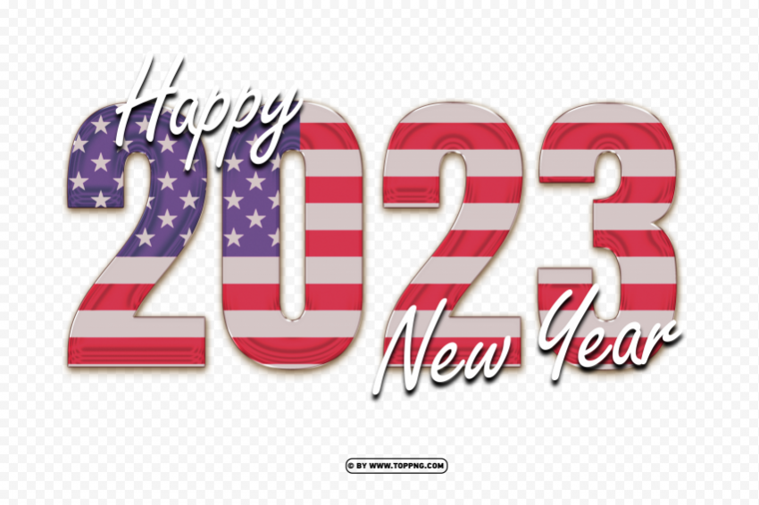 happy new year 2023 with usa flag Transparent PNG images for graphic design
