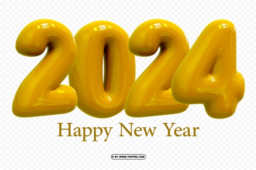 happy new year 2024 number 3d gold balloon hd HighQuality PNG Isolated Illustration
