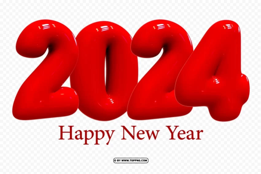 happy new year 2024 number 3d red balloon High-resolution transparent PNG images variety