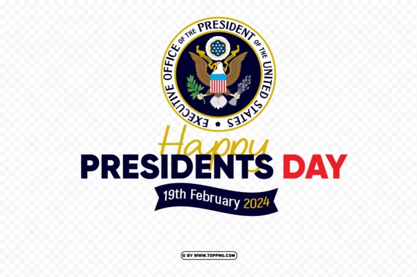 happy presidents day 2024 text with logo clipart Isolated Artwork with Clear Background in PNG