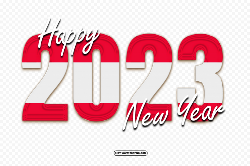 hd 2023 happy new year with austria flag Transparent PNG pictures complete compilation