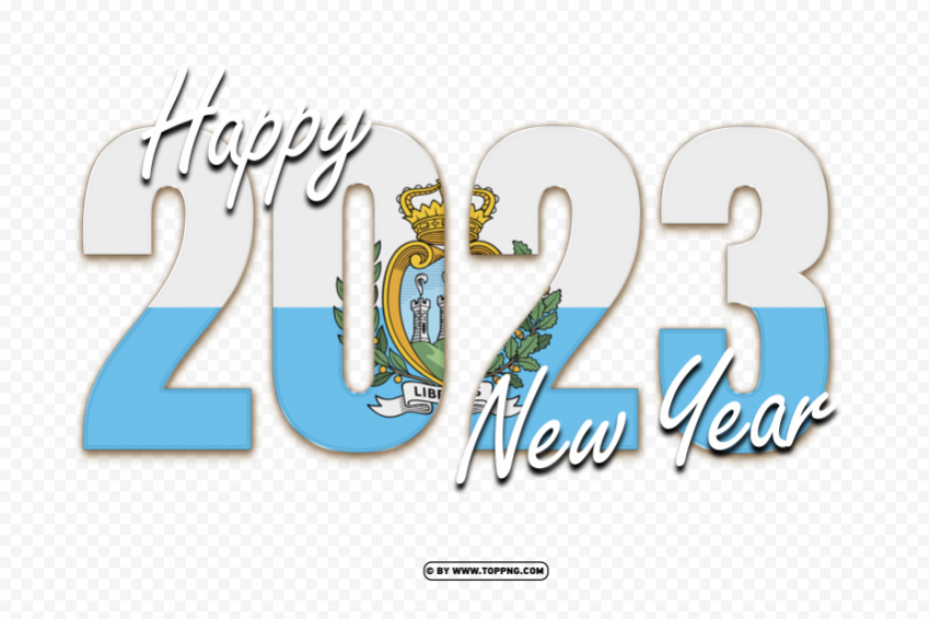 hd 2023 happy new year with san marino flag Clean Background PNG Isolated Art