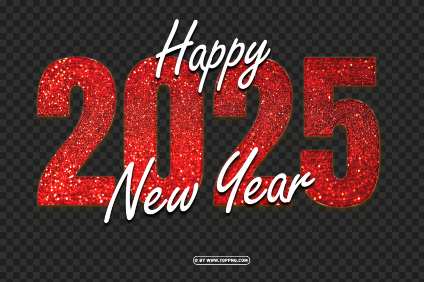 hd 2023 red glitter with white happy new year Clear background PNG images comprehensive package