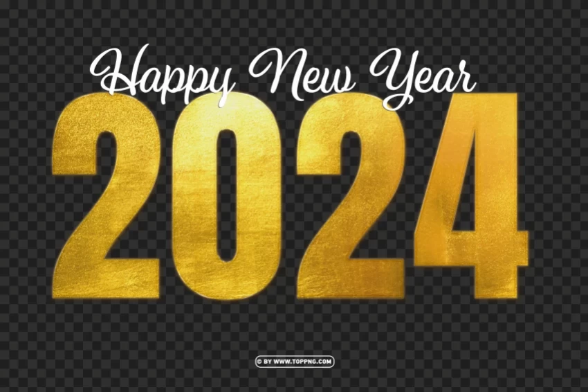 hd 2024 happy new year gold free High-resolution PNG