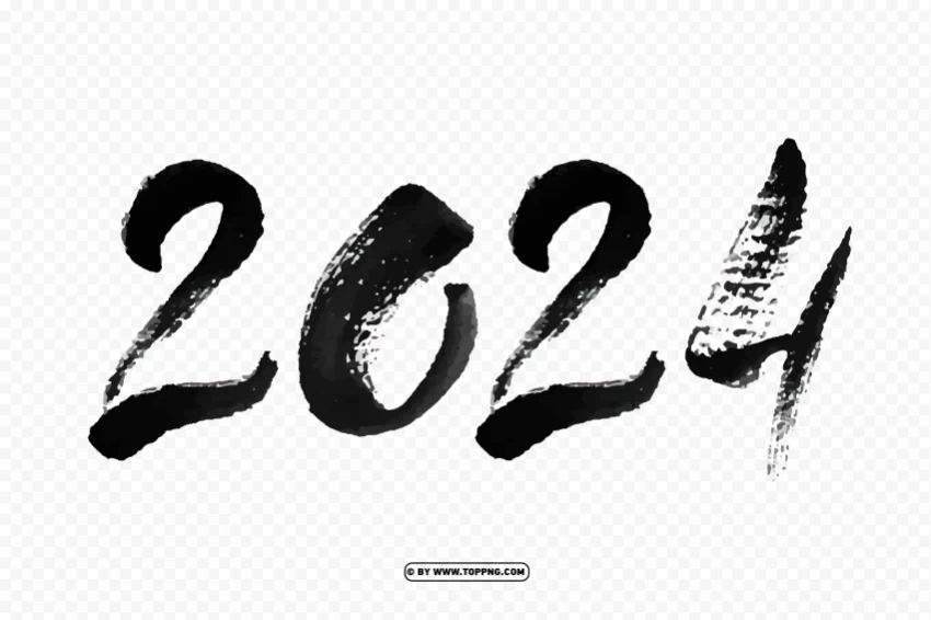 hd 2024 number black in chalk style High-resolution transparent PNG images assortment