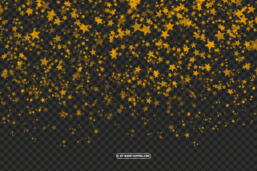 hd star confetti gold color PNG with transparent overlay