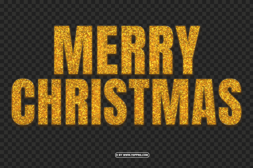 merry christmas text with gold glitter Clear Background PNG Isolated Design Element
