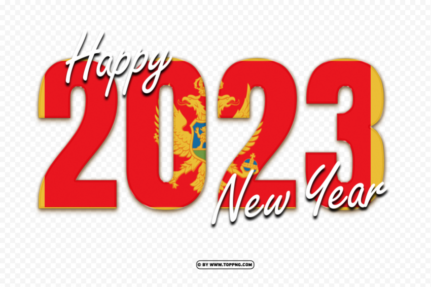 new year 2023 festive pattern with montenegro flag Clear Background Isolated PNG Graphic