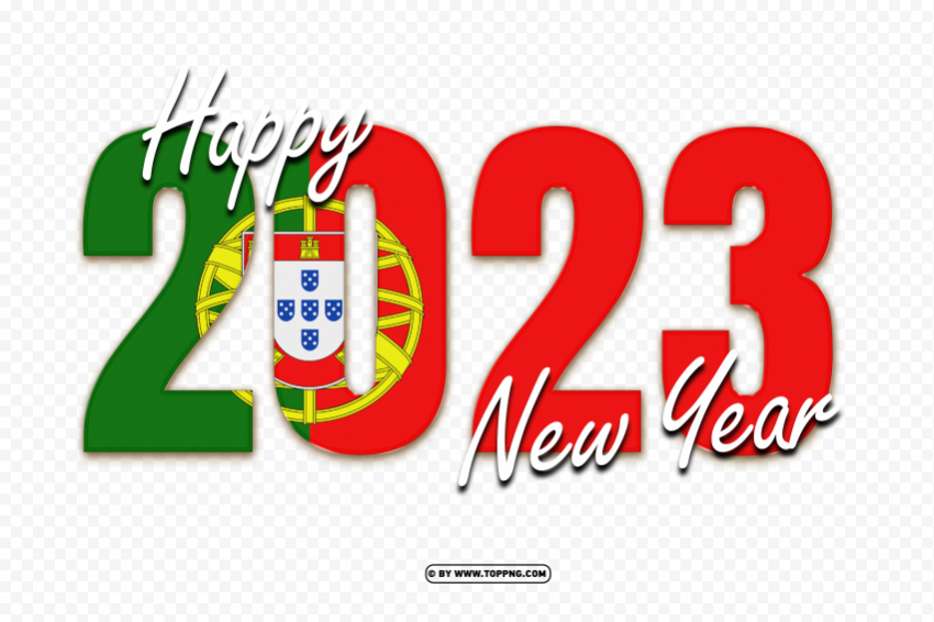 new year 2023 festive pattern with portugal flag CleanCut Background Isolated PNG Graphic